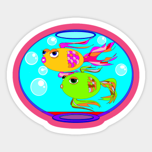 A Fishbowl with Two Fish Swimming Sticker